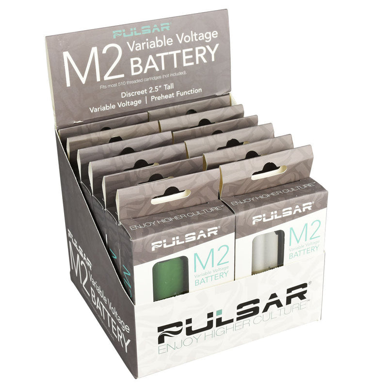 12PC DISP - Pulsar M2 Variable Voltage Battery - 450mAh/Asst - Headshop.com