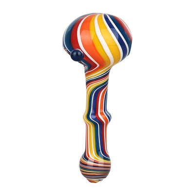 Rainbow Stripes Glass Spoon Pipe - 5"