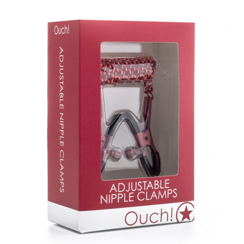 Ouch! Adjustable Metal Nipple Clamps With Chain Red - Headshop.com