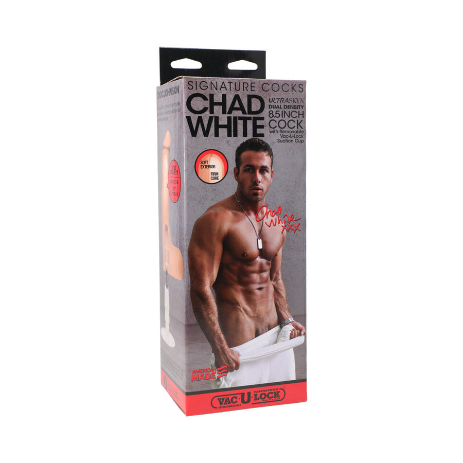 Signature Cocks - Chad White 8.5 Inch ULTRASKYN Cock with Removable Vac-U-Lock Suction Cup Vanilla - Headshop.com