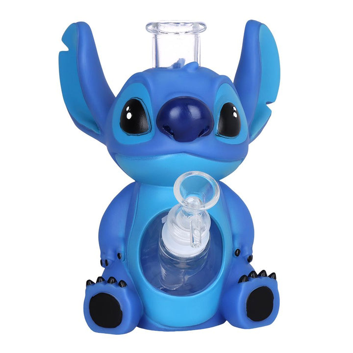 Little Blue Creature Vinyl on Glass Water Pipe - 7" / 14mm F