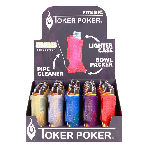 25CT DISPLAY - Toker Poker Lighter Sleeve - Sparkles / Assorted Colors
