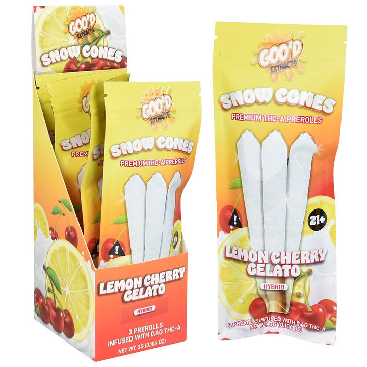 GOO'D Snow Cones THCA Pre-Rolls | 3g | 3pc | 5pk Display - Headshop.com