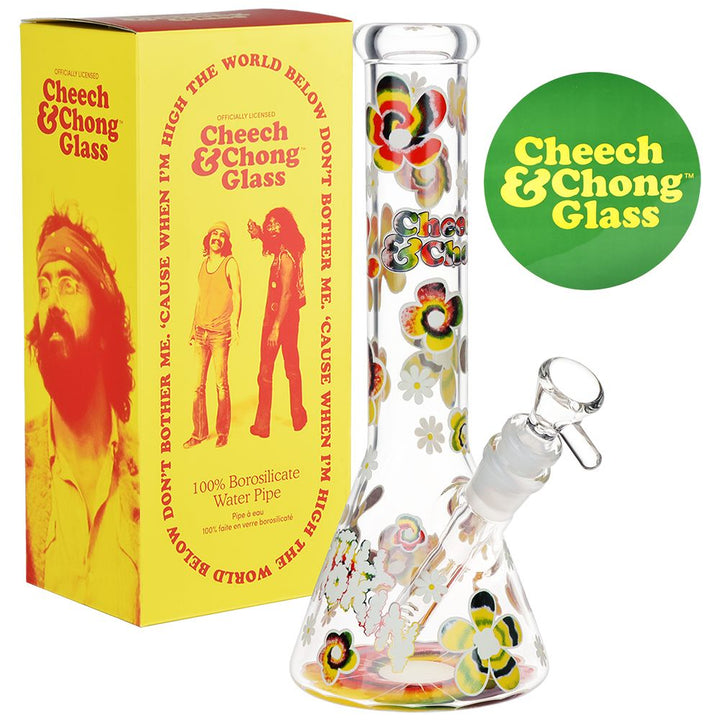 Cheech & Chong Glass Tie Dye Glow Glass Beaker Bong - 10" - Headshop.com