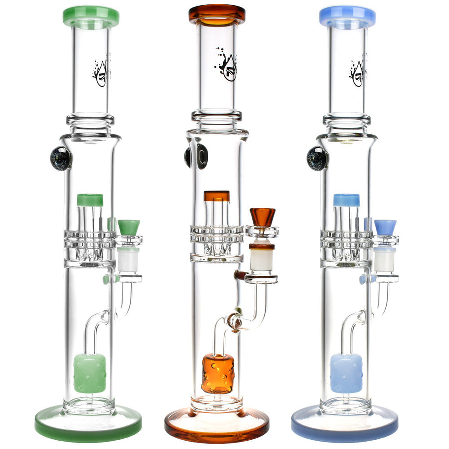 Pulsar Dual Chamber Honeycomb Perc Water Pipe - 15.5"/14mm F/Colors Vary - Headshop.com