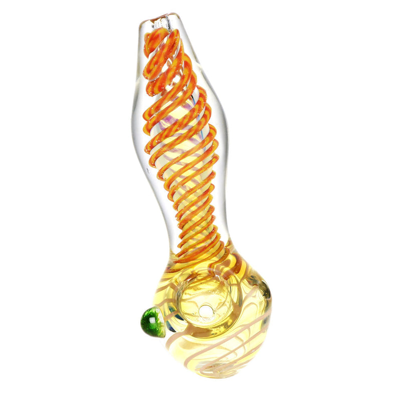 Deep Spiral Glass Hand Pipe w/ Marble - Headshop.com