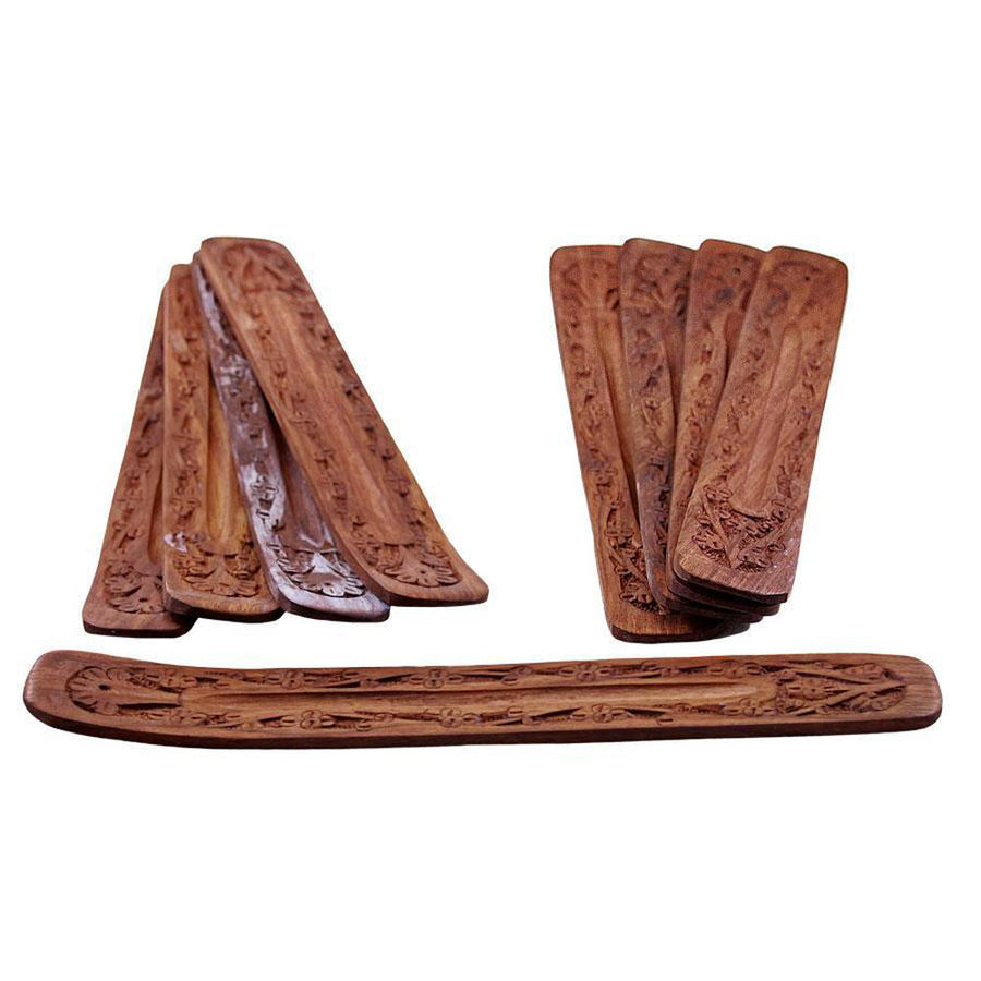 Carved Wood Boat Incense Burner - 10" - 12PC SET - Headshop.com