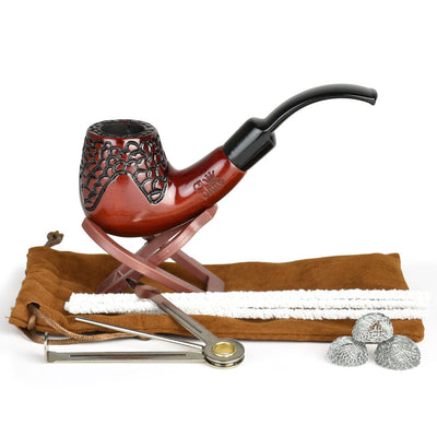 Pulsar Shire Pipes Engraved Bent Brandy Cherry Wood - 5.5" - Headshop.com