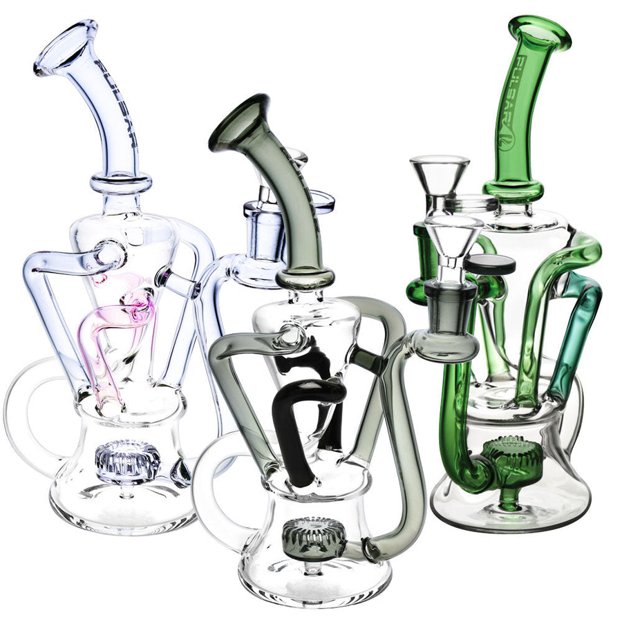 Pulsar 4-Tube Recycler Water Pipe - 9" / 14mm F / Colors Vary - Headshop.com