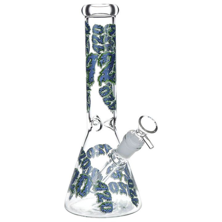 420 Clouds Glow In The Dark Beaker Glass Water Pipe - 10" / 14mm F / Colors Vary - Headshop.com