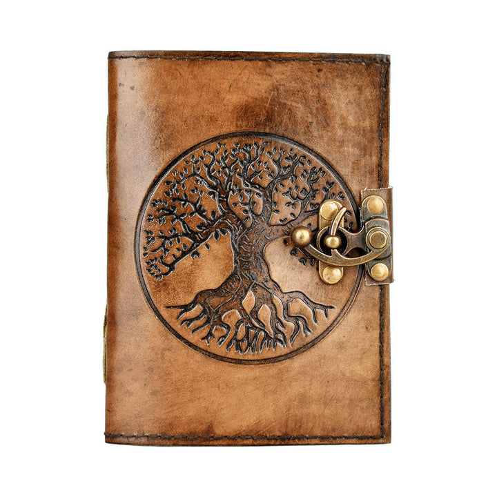 Tree Of Life Embossed Leather Journal w/ Metal Closure - 5"x7" - Headshop.com