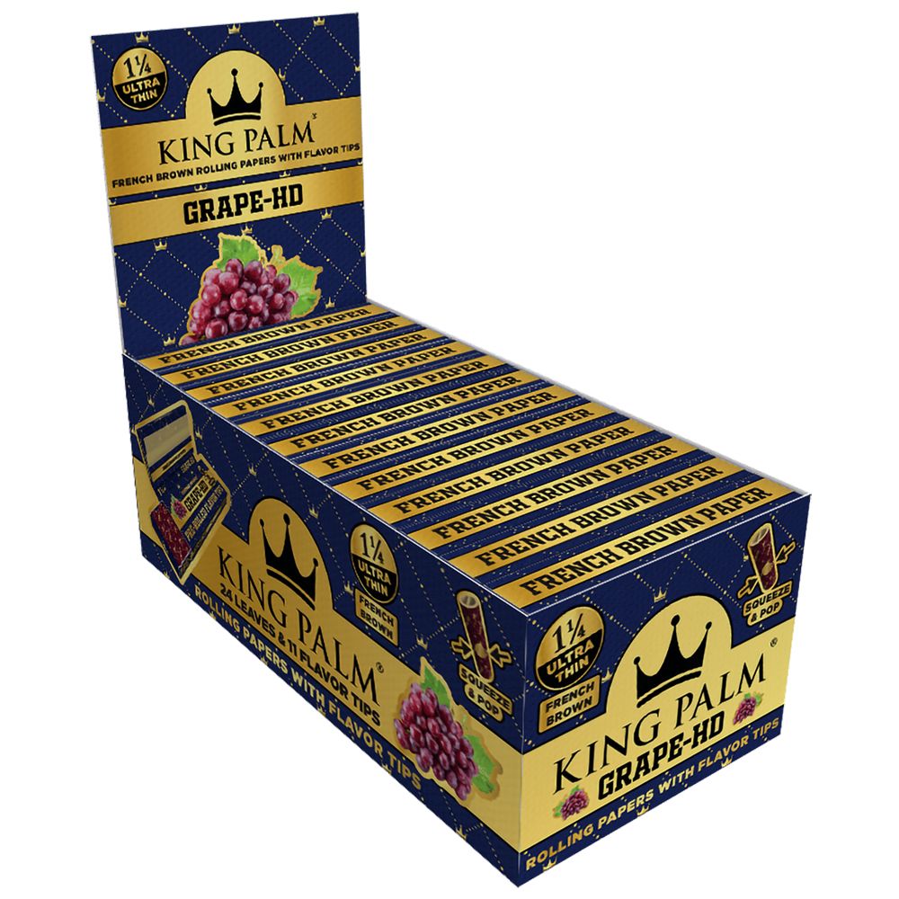 King Palm French Brown Papers & Flavor Tips | 24pc | 1 1/4 | 24pk Display - Headshop.com