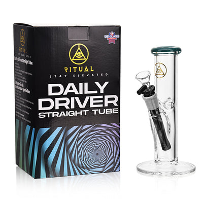 Ritual Smoke - Daily Driver 8" Straight Tube w/ American Color Accents - Turquoise - Headshop.com
