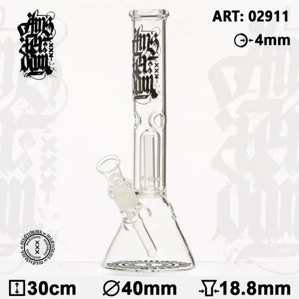 Amsterdam | 12" Clear Glass Water Pipe w/ Dome Perc - Headshop.com