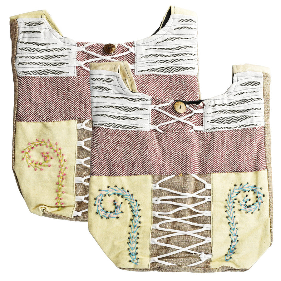 ThreadHeads Floral Vines Cotton Sling Bag - 14"x14"/Colors Vary - Headshop.com