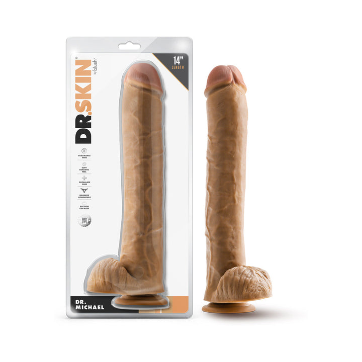 Dr. Skin Dr. Michael 14 in. Dildo with Balls Tan - Headshop.com