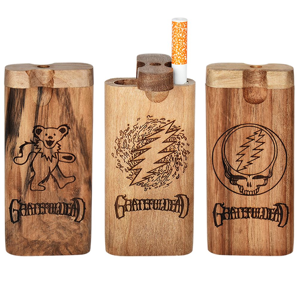 Grateful Dead Engraved Twist Top Wood Dugout - 4" / 12ct - Headshop.com