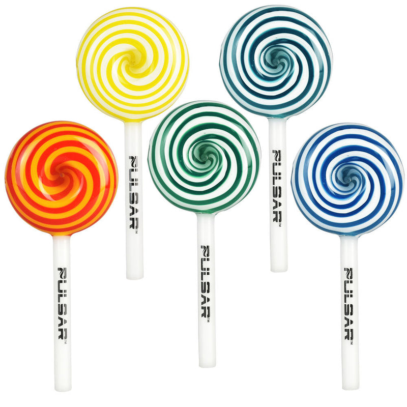 5PC SET - Pulsar Glass Lollipop Spoon Pipe - 6" / Assorted - Headshop.com