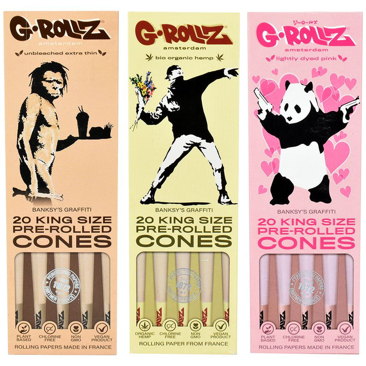 G-ROLLZ x Banksy's Graffiti Cones | 20pc | King Size - Headshop.com