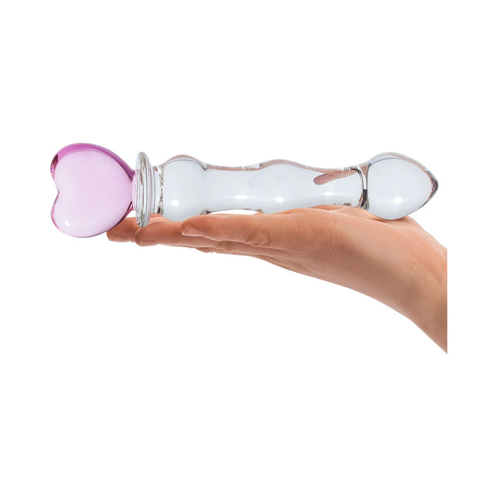 Glas 8 in. Sweetheart Glass Dildo with Pink Heart-Shaped Handle - Headshop.com