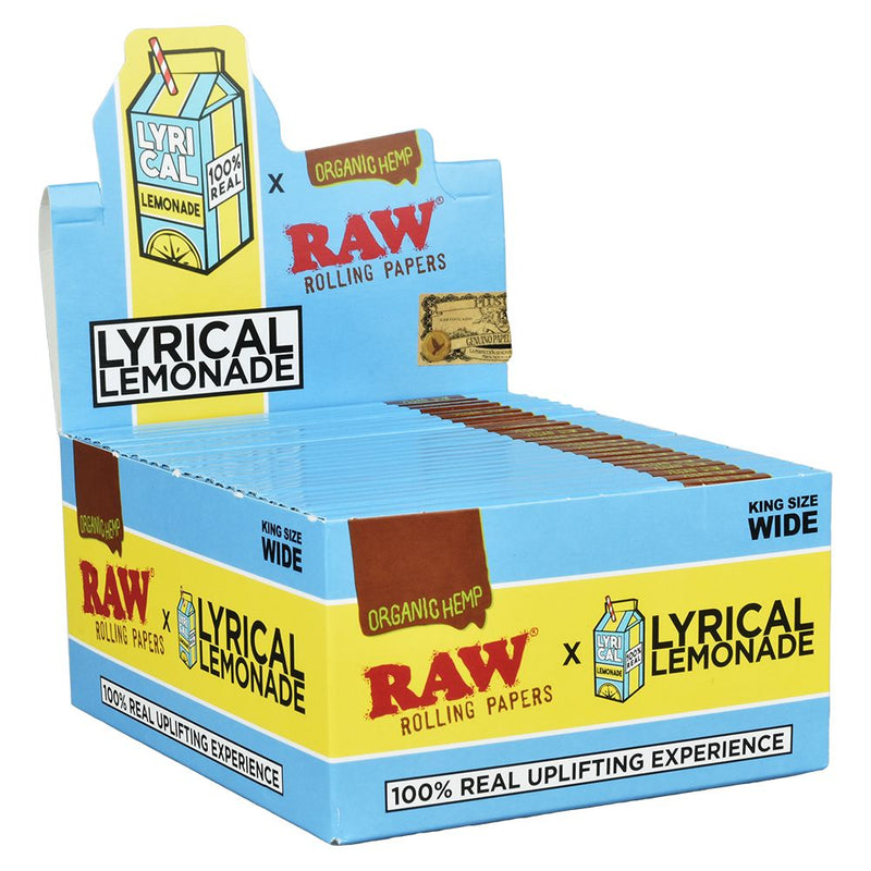 50CT DISPLAY - RAW x Lyrical Lemonade Rolling Papers - Organic Hemp / 32pc / King Size Wide - Headshop.com