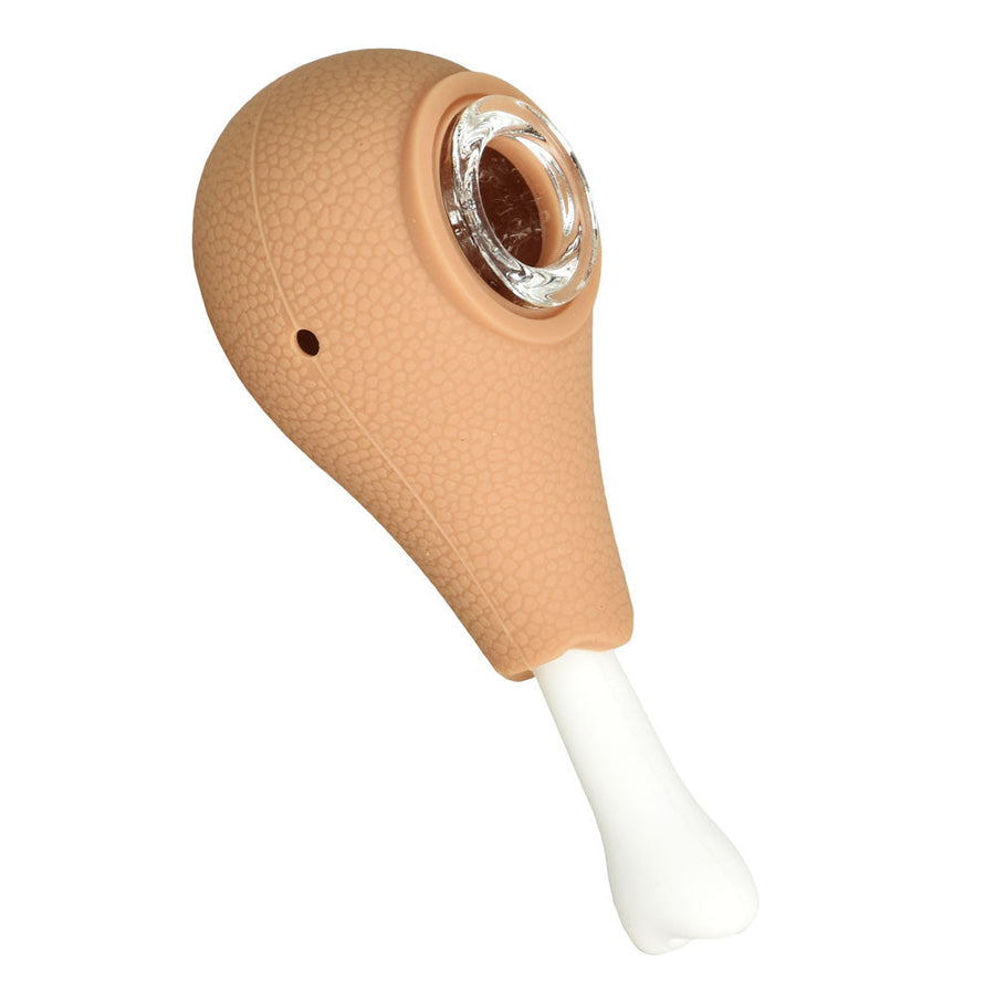 Chicken Drumstick Silicone Hand Pipe w/ Glass Bowl - Headshop.com