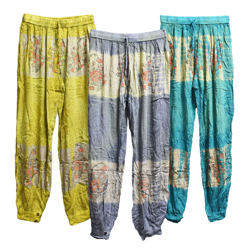 Tie Dye Flower Harem Pants - 40"/Colors Vary