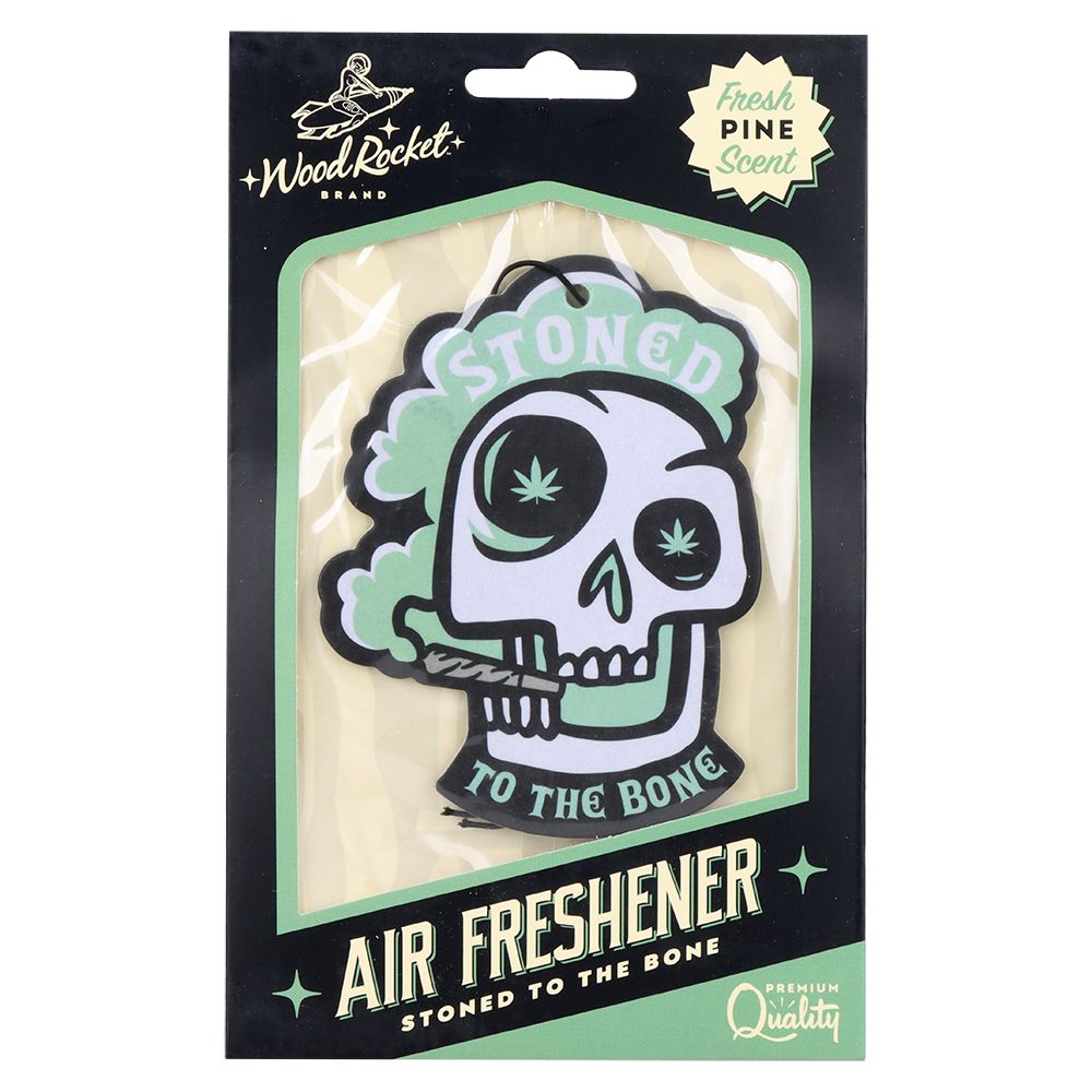 Wood Rocket Car Air Freshener - Stoned To The Bone / Pine Scent / 4"x3" - Headshop.com
