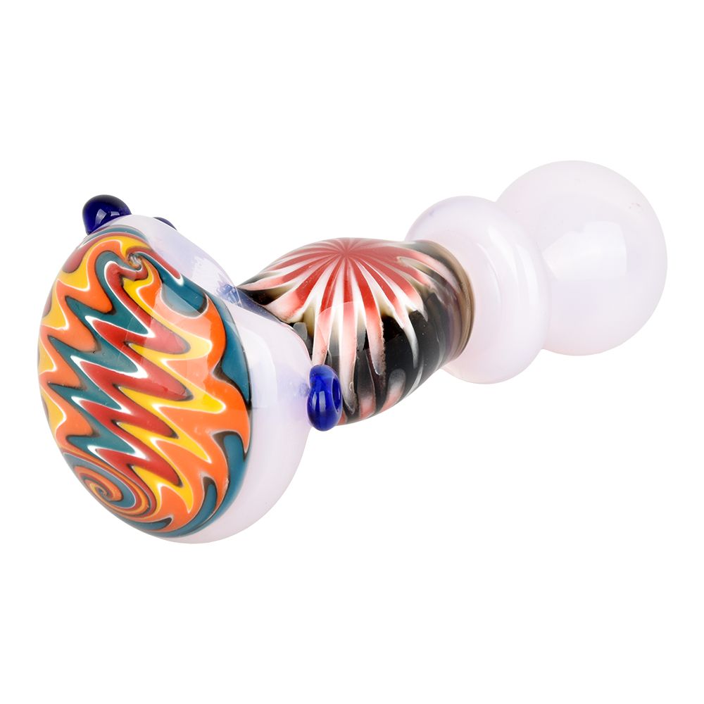 Flowering Perspective Ringed Glass Spoon Pipe - 4.75" / Colors Vary - Headshop.com