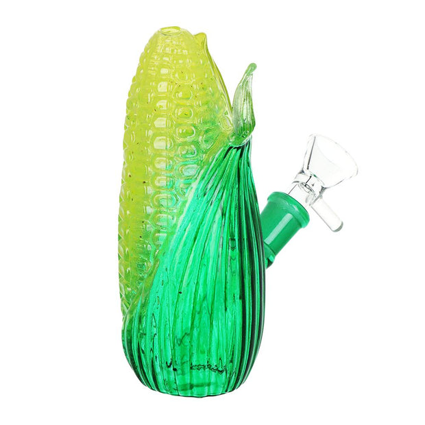 SeshGear "Aww Shucks" Corn on Cob Glass Water Pipe - 5" / 14mm F / Yellow & Green