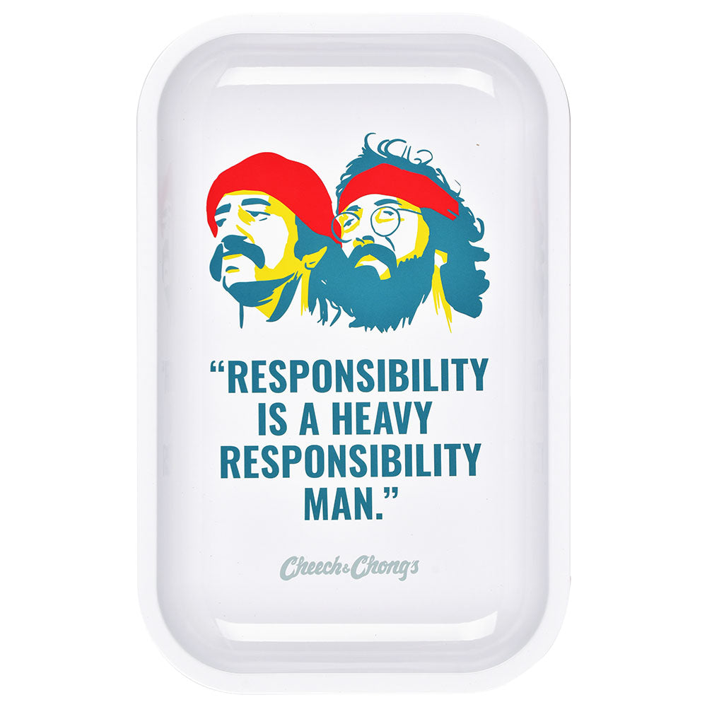 Cheech & Chong x Pulsar Metal Rolling Tray W/ Lid - Responsibility / 11" x 7" - Headshop.com