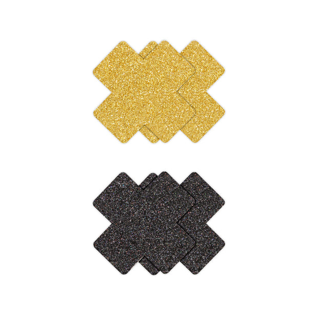 Pretty Pasties Glitter Cross Black/Gold 2 Pair - Headshop.com