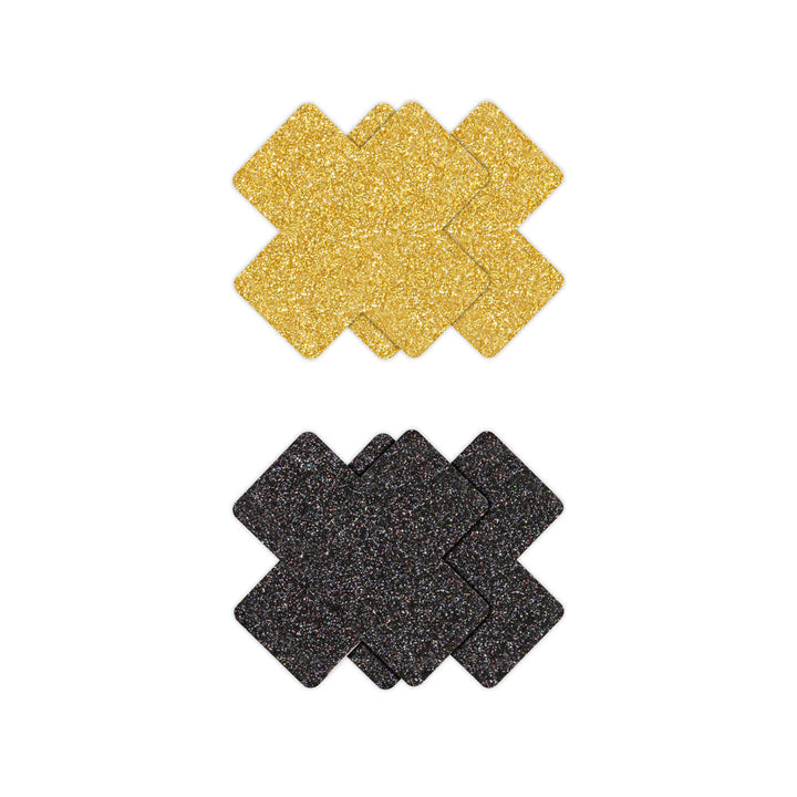 Pretty Pasties Glitter Cross Black/Gold 2 Pair - Headshop.com