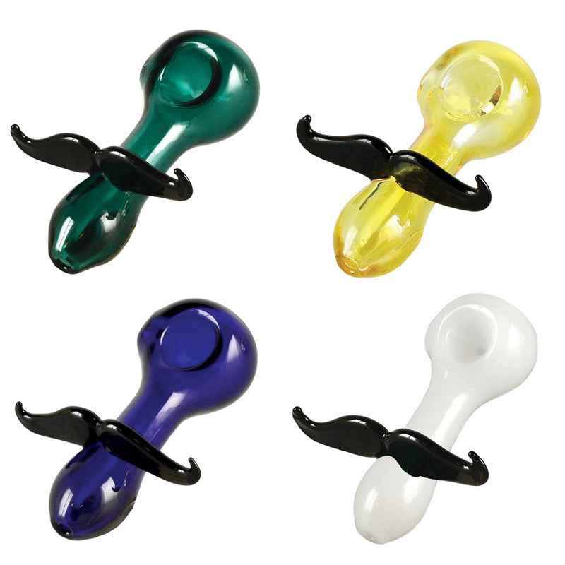 Mustache Spoon Pipe - 4.25" / Colors Vary - Headshop.com
