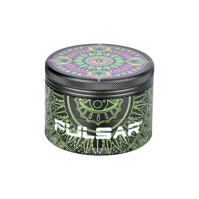 Pulsar Design Series Grinder with Side Art - Hemp Mandala / 4pc / 2.5" - Headshop.com