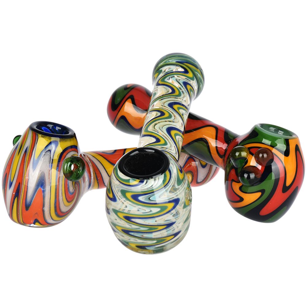 Blurred Vision Wig Wag Glass Spoon Pipe - 5" / Colors Vary - Headshop.com