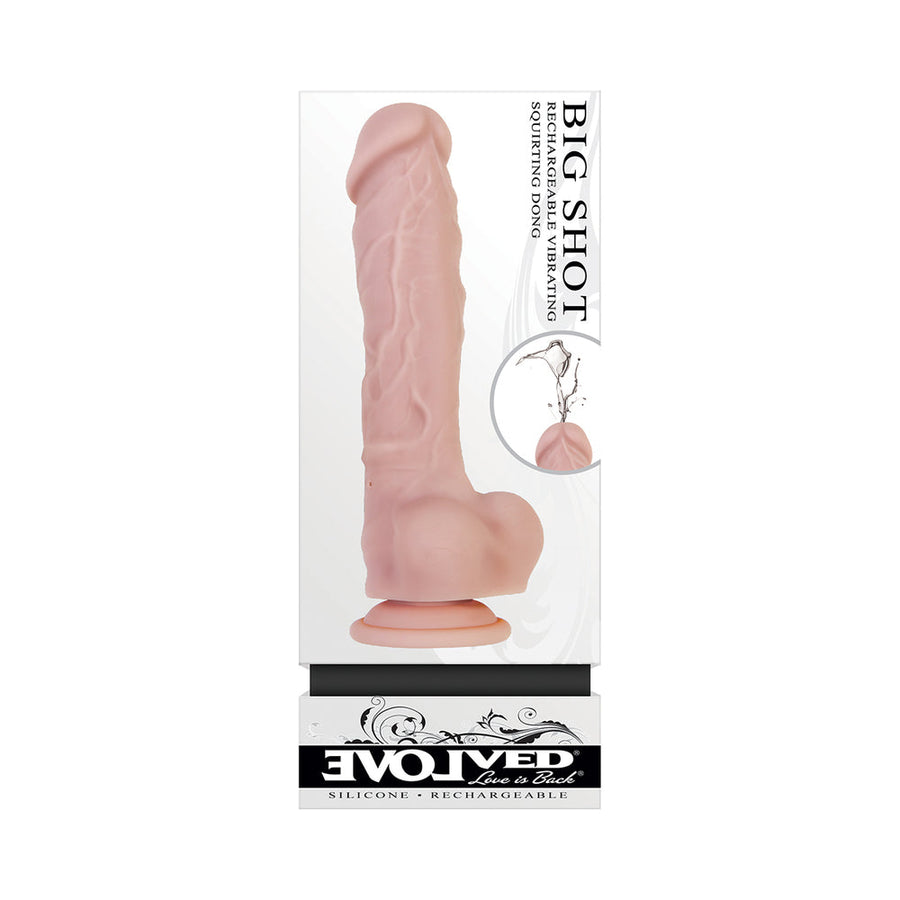 Evolved Big Shot Rechargeable Vibrating 8 in. Silicone Squirting Dildo Beige - Headshop.com