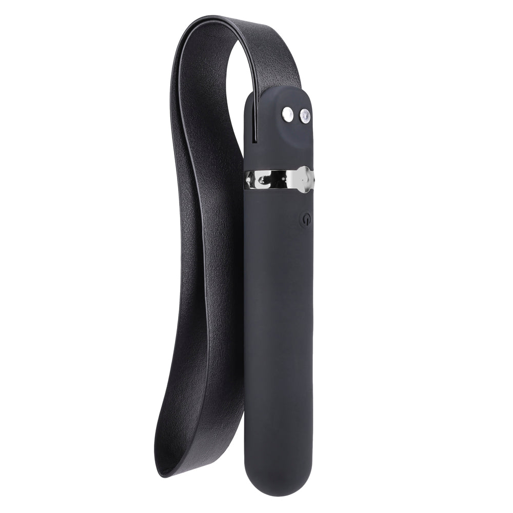 Adam & Eve Spank Me Vibe Rechargeable Silicone Vibrator With Slap Strap End Black - Headshop.com
