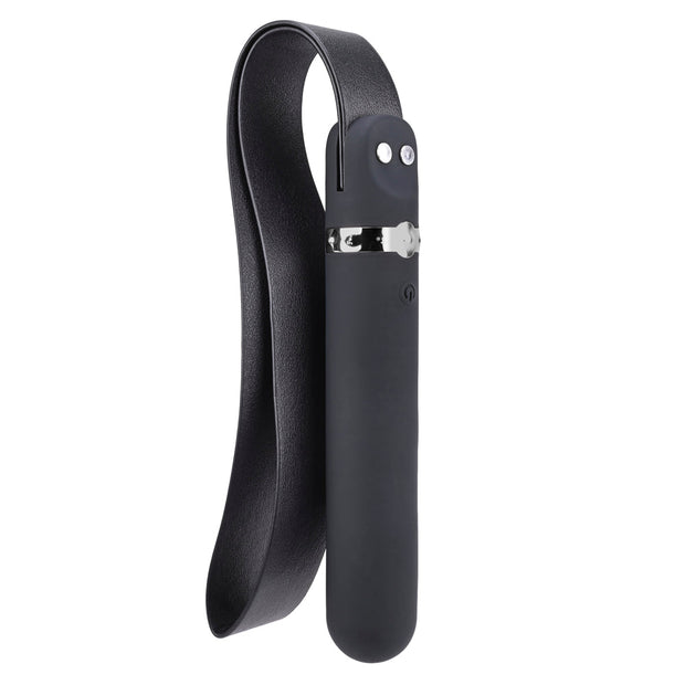 Adam & Eve Spank Me Vibe Rechargeable Silicone Vibrator With Slap Strap End Black - Headshop.com