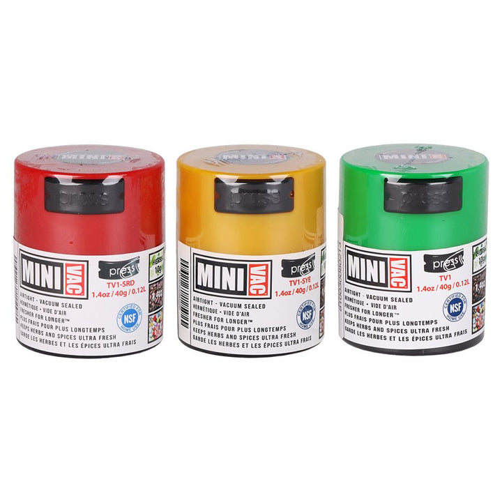 24CT DISPLAY - Minivac Smell Proof Container - 2.9" / Assorted Colors - Headshop.com