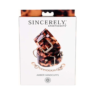 Sincerely, Sportsheets Amber Adjustable Handcuffs with Removable Chain Tortoiseshell - Headshop.com