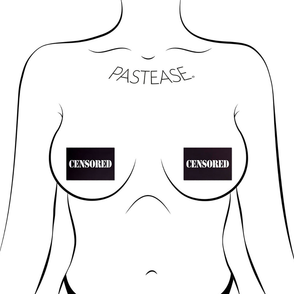 Pastease Censored: Black Censor Bars Nipple Pasties - Headshop.com
