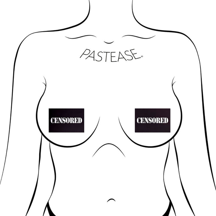 Pastease Censored: Black Censor Bars Nipple Pasties - Headshop.com