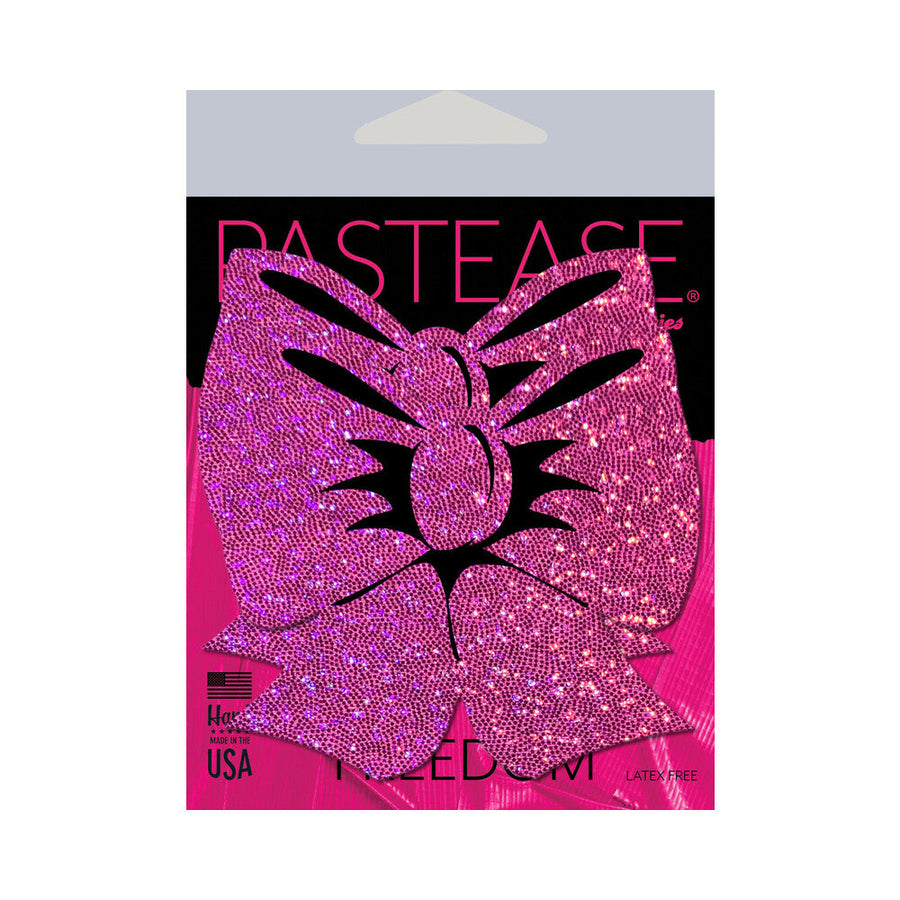 Pastease Bow: Hot Pink Glitter Bows Nipple Pasties - Headshop.com
