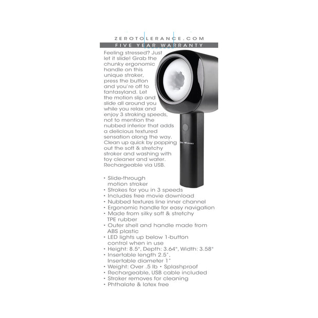 Zero Tolerance Let It Slide Rechargeable Stroker Black - Headshop.com