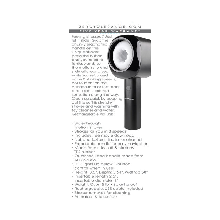 Zero Tolerance Let It Slide Rechargeable Stroker Black - Headshop.com
