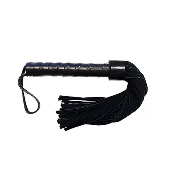 Short Suede Flogger with Leather Handle - BLACK - Headshop.com
