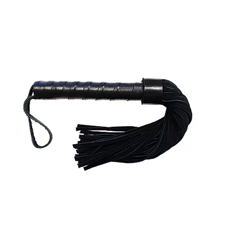 Short Suede Flogger with Leather Handle - BLACK - Headshop.com