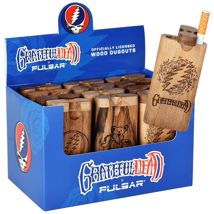 Grateful Dead Engraved Twist Top Wood Dugout - 4" / 12ct - Headshop.com
