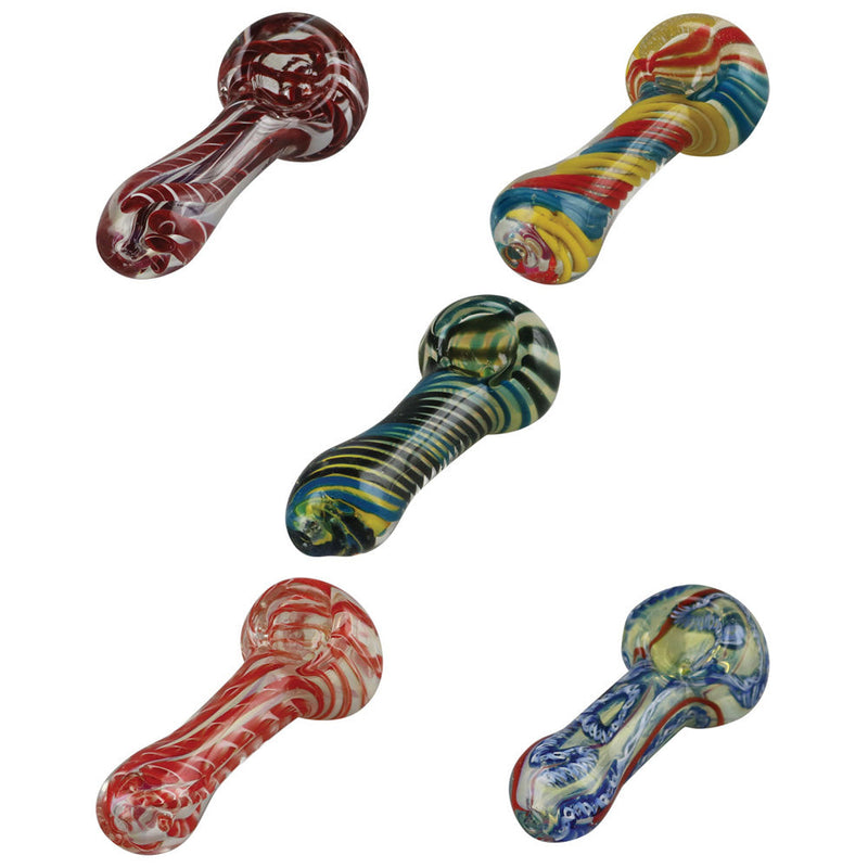 Color Swirl Spoon Pipe - 3.25" / Colors Vary - Headshop.com
